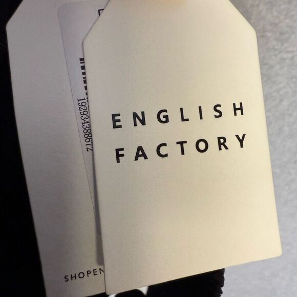 English Factory Women's Small Black Poplin Cut Out Mini Dress Babydoll - Picture 5 of 7